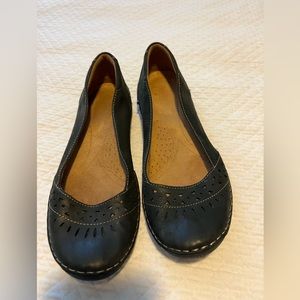 Navy Blue Leather Flats